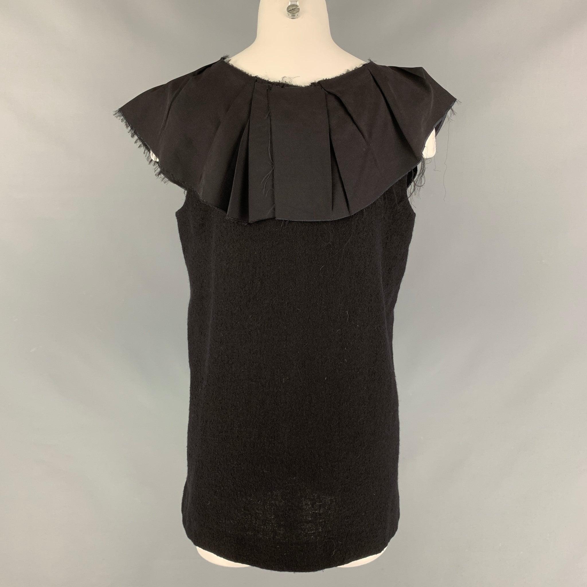 MARNI Size 8 Black Wool & Nylon Sleeveless Blouse In Excellent Condition In San Francisco, CA