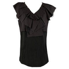 MARNI Talla 8 Lana Negra &  Blusa de nailon sin mangas