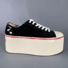 MARNI Size 9 Black White Leather Calf Sneakers