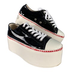 MARNI Size 9 Black White Leather Calf Sneakers