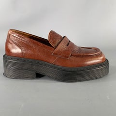MARNI Size 9 Brown Leather Square Toe Loafers