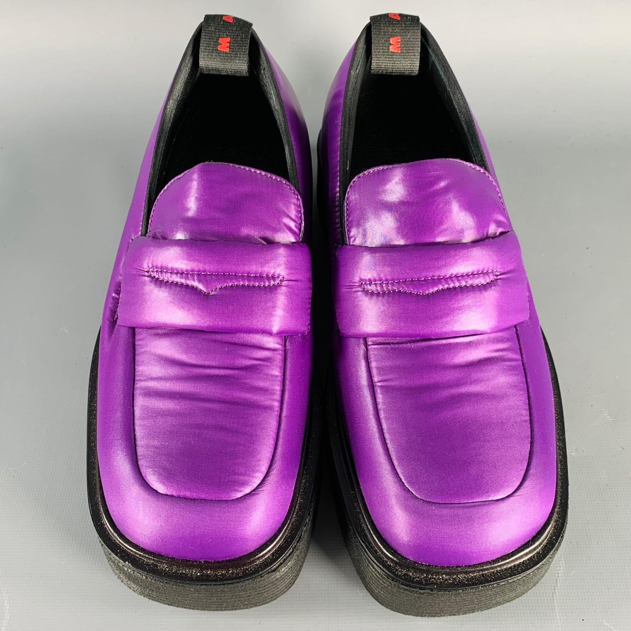 Marni taglia 9, viola, nero, tecno, con piattaforma imbottita e pad In condizioni buone in vendita a San Francisco, CA