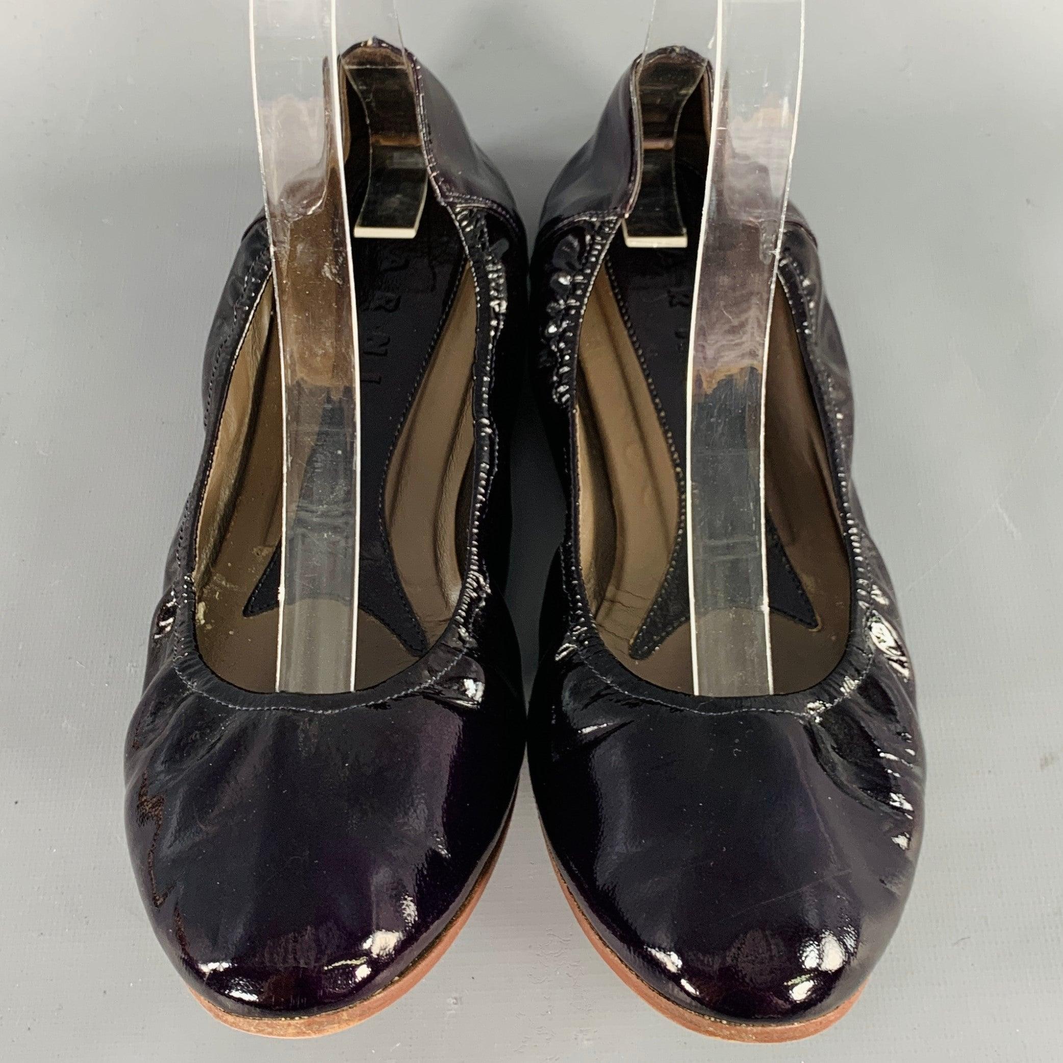 MARNI Size 9.5 Vernice Purple Patent Leather Ballet Flats In Good Condition For Sale In San Francisco, CA
