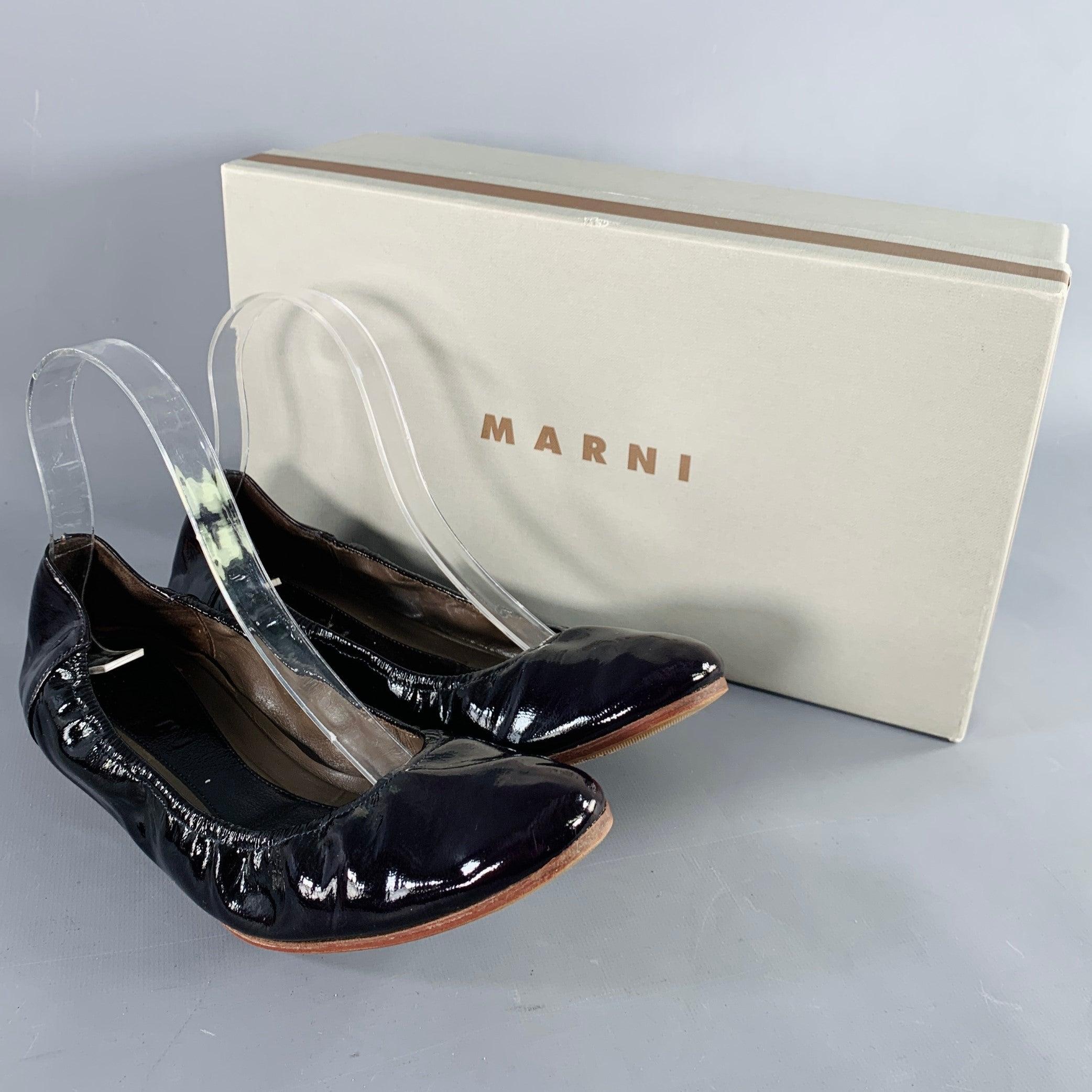 MARNI Size 9.5 Vernice Purple Patent Leather Ballet Flats For Sale 4