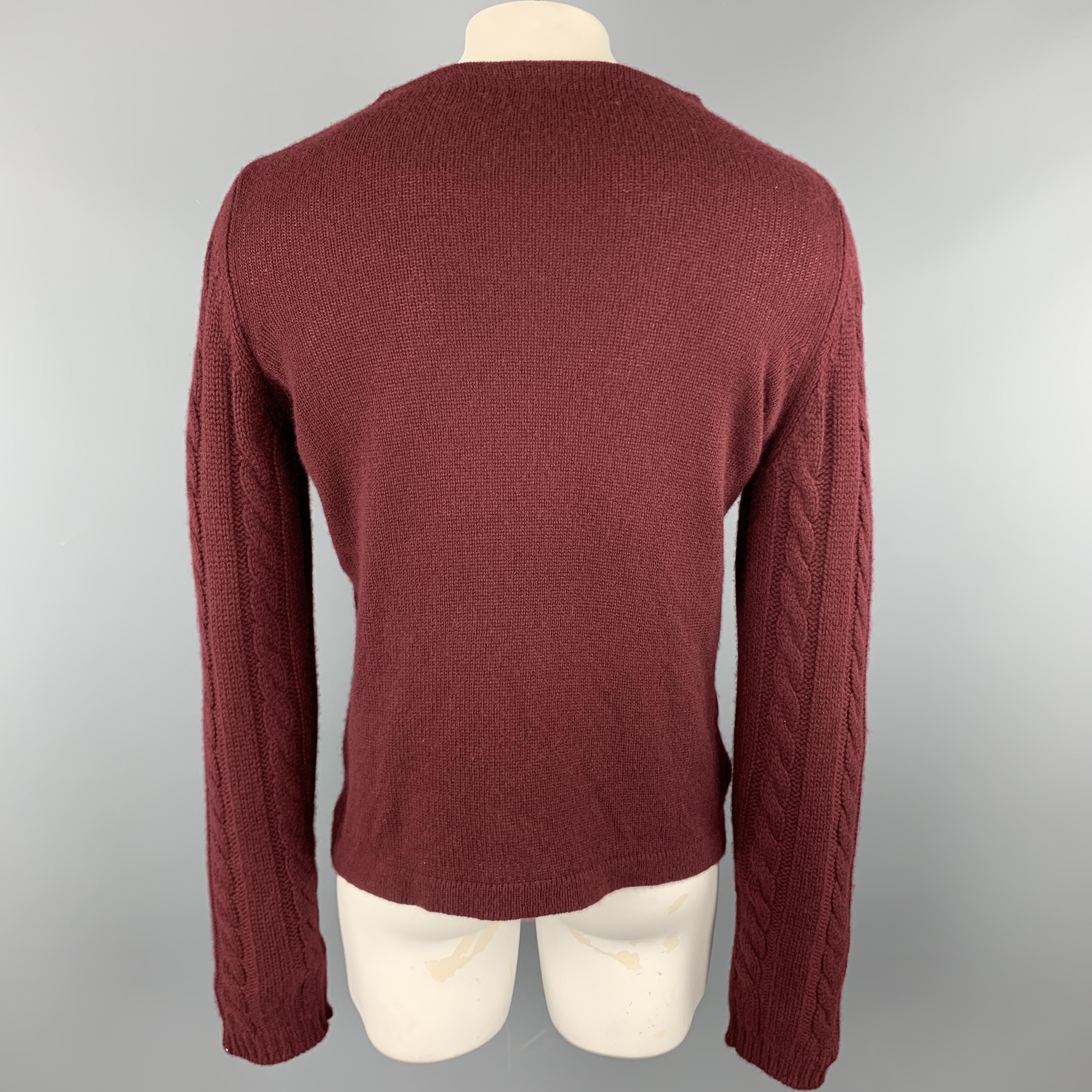 MARNI Size L Burgundy Solid Cashmere Boat Neck Pullover In Excellent Condition In San Francisco, CA