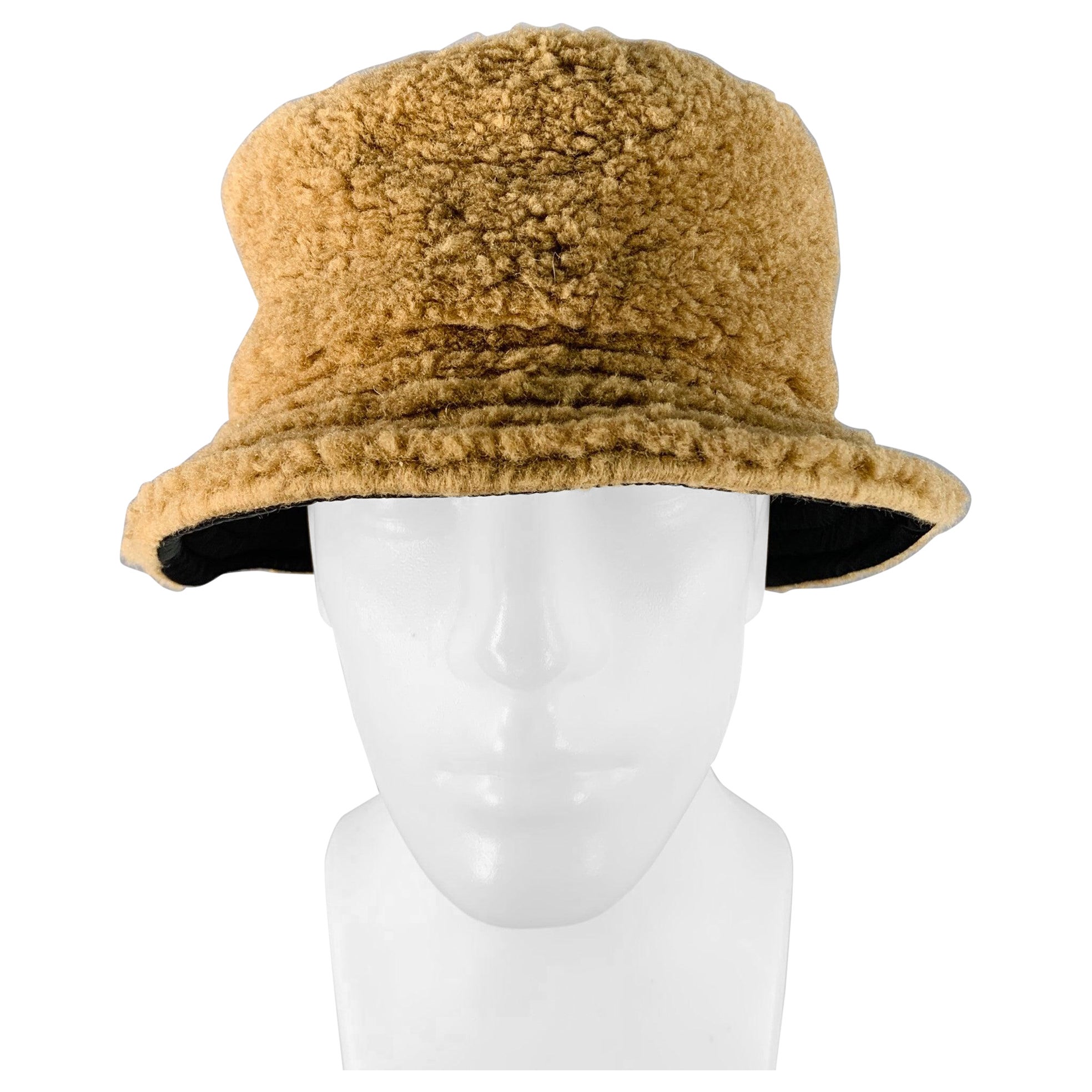 MARNI Size L Camel Acrylic Blend Faux Fur Bucket Hat