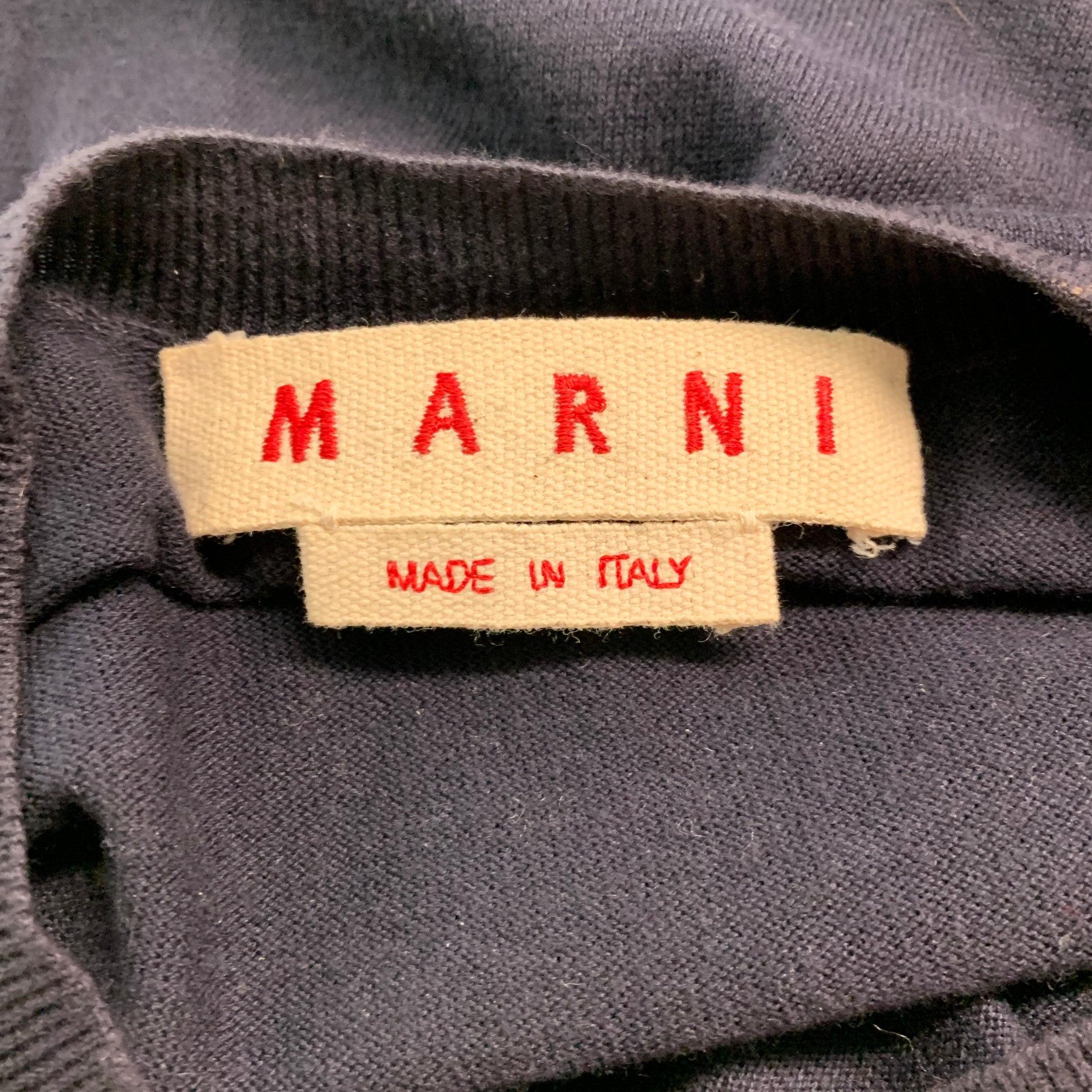 MARNI Size L Navy Cotton Pullover For Sale 3