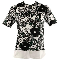 MARNI Size L White Black Graphic Cotton Crew-Neck T-shirt Used MARNI Size L White Black Graphic Cotton Crew-Neck T-shirt