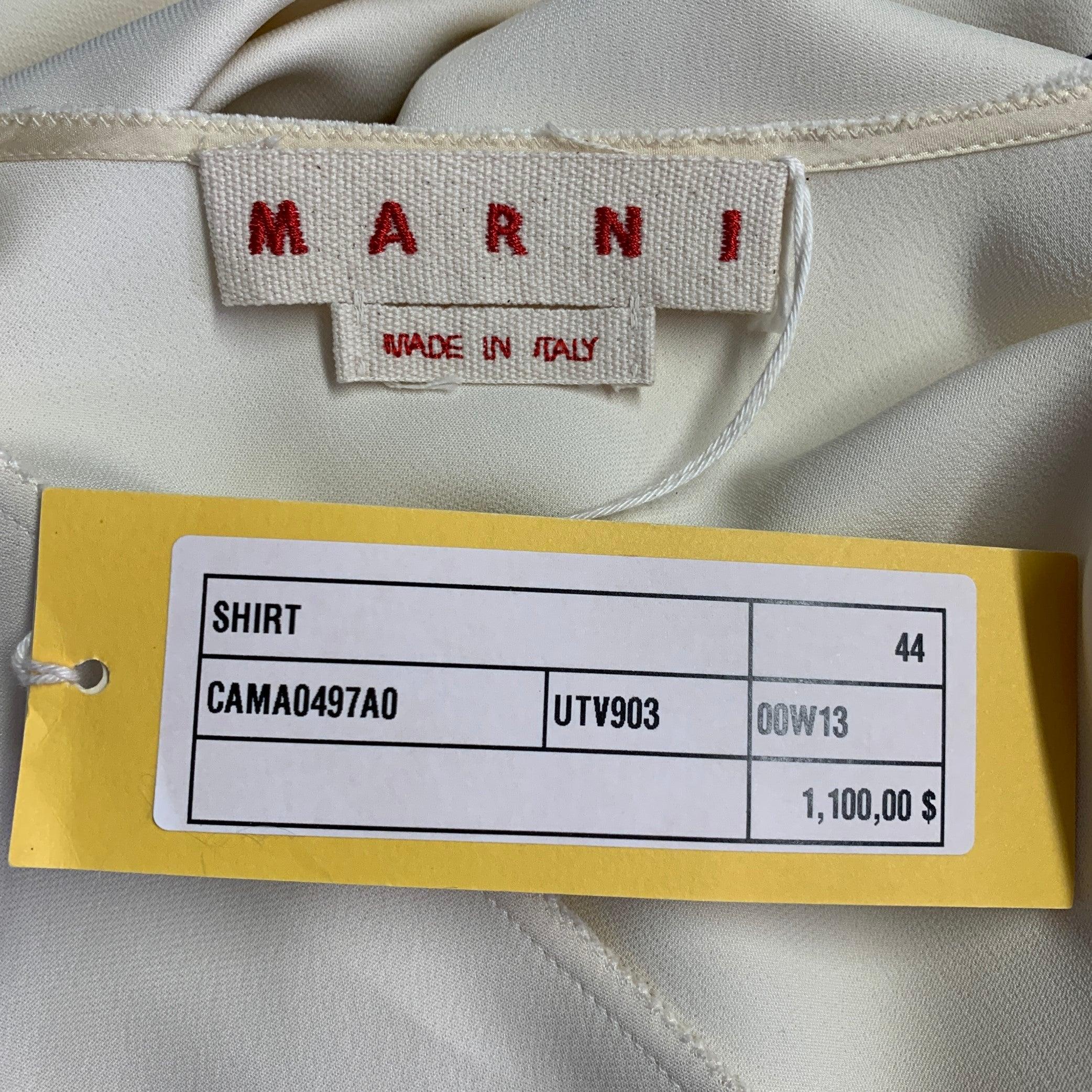 MARNI Taille M Chemisier à manches longues et col V en mélange de viscose beige Pour femmes en vente
