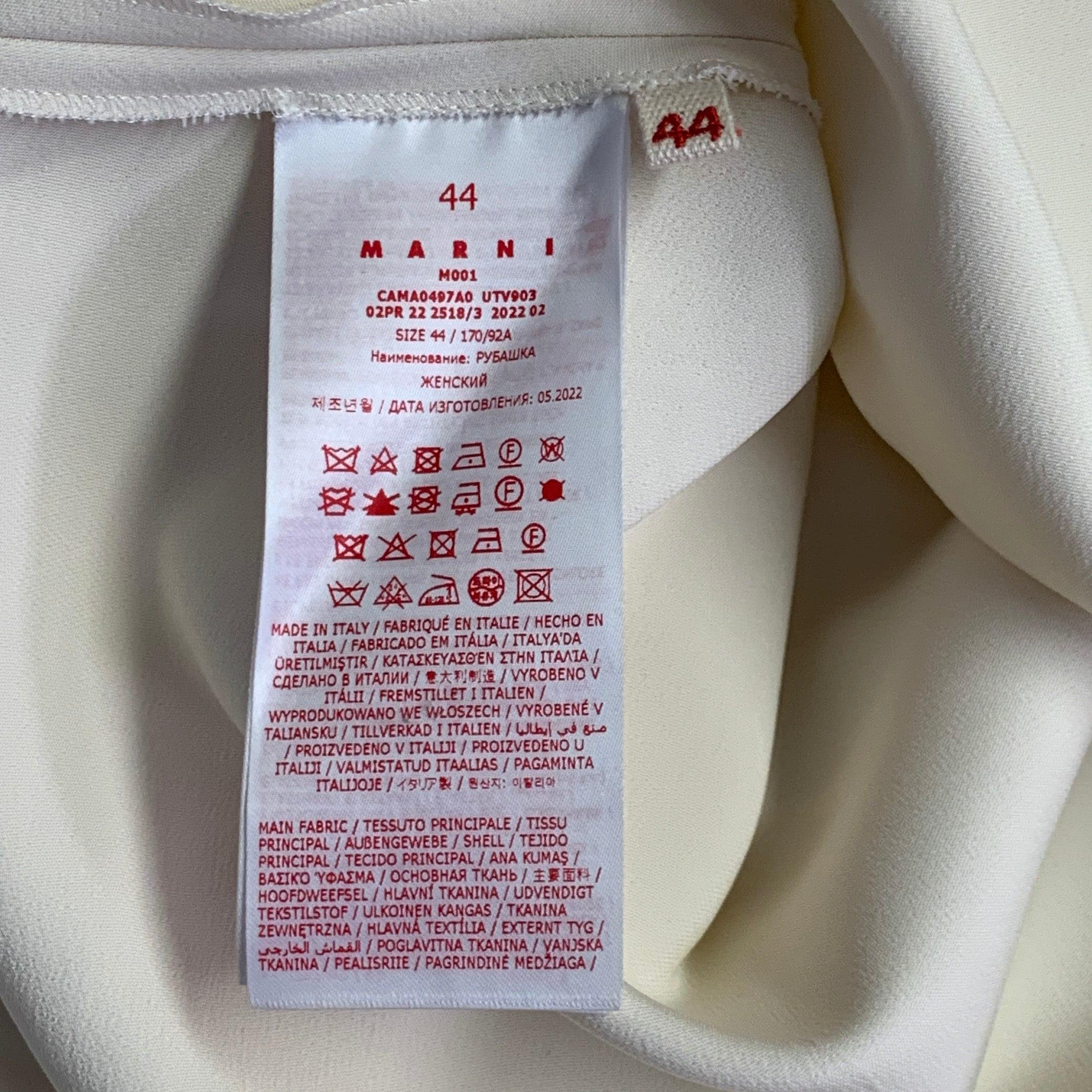 MARNI Taille M Chemisier à manches longues et col V en mélange de viscose beige en vente 1