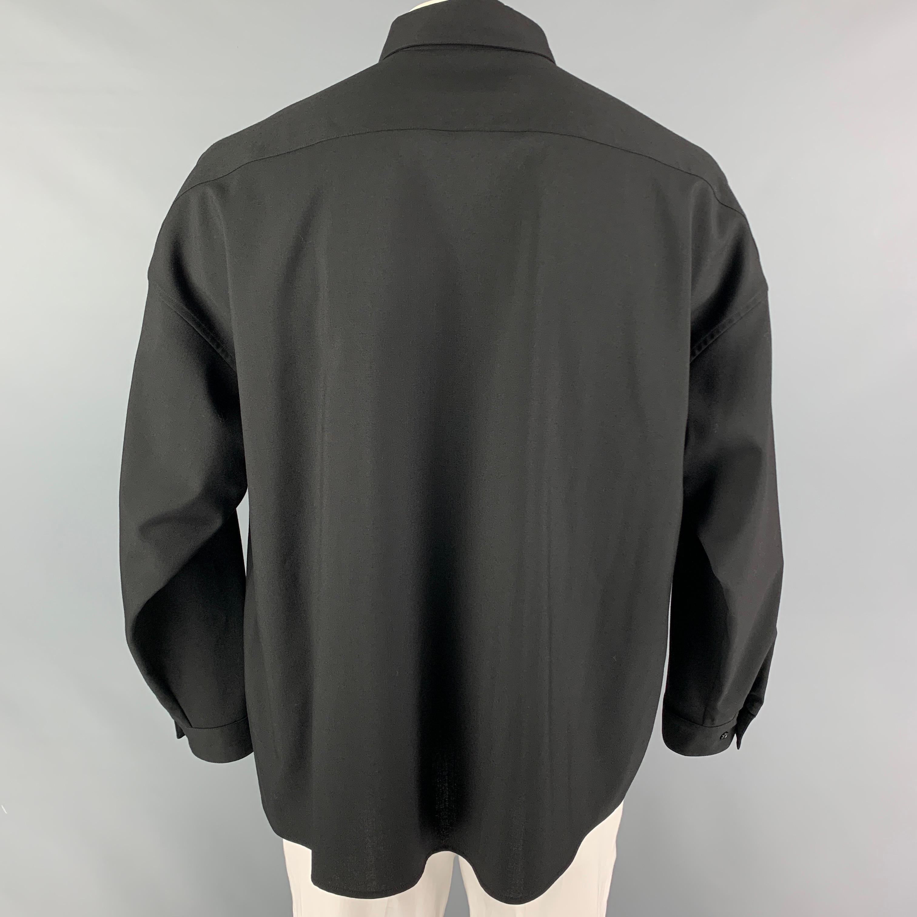 MARNI Size M Black Virgin Wool Oversized Long Sleeve Shirt In Good Condition In San Francisco, CA