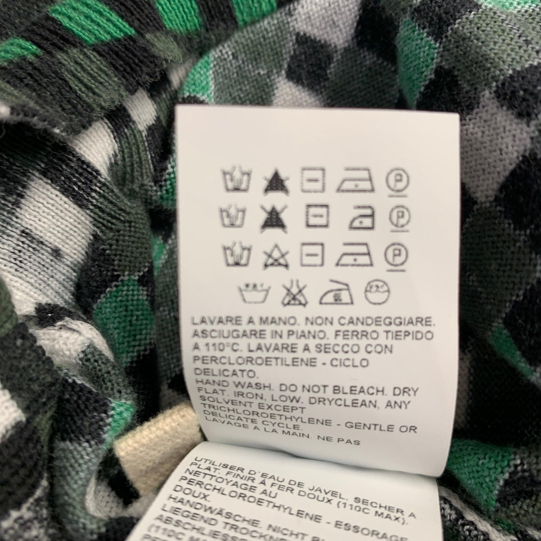 MARNI Size M Green Black Checkered Cotton Short Sleeve Pullover For Sale 3