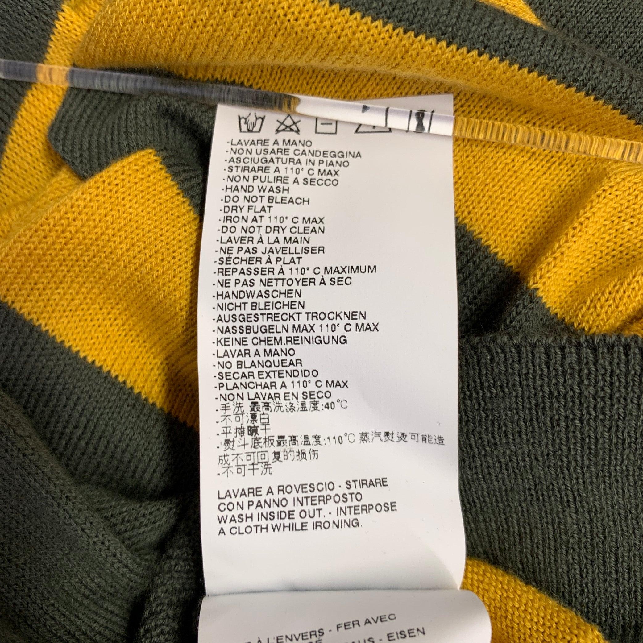 MARNI Size M Green Yellow Stripe Cotton V-Neck Cardigan For Sale 1
