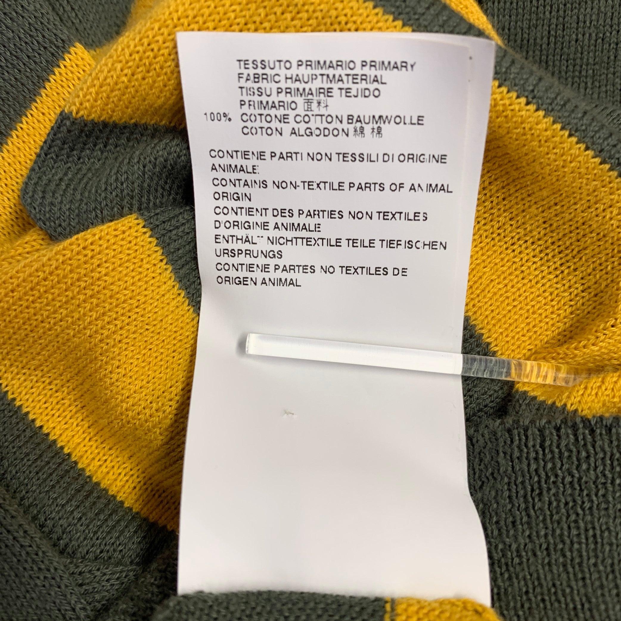 MARNI Size M Green Yellow Stripe Cotton V-Neck Cardigan For Sale 3