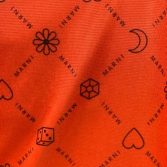 MARNI Size M Orange Black Logo Polyester Athletic Jersey Tank Top