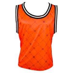 MARNI Größe M Orange Schwarz Logo Polyester Athletic Jersey Tank Top