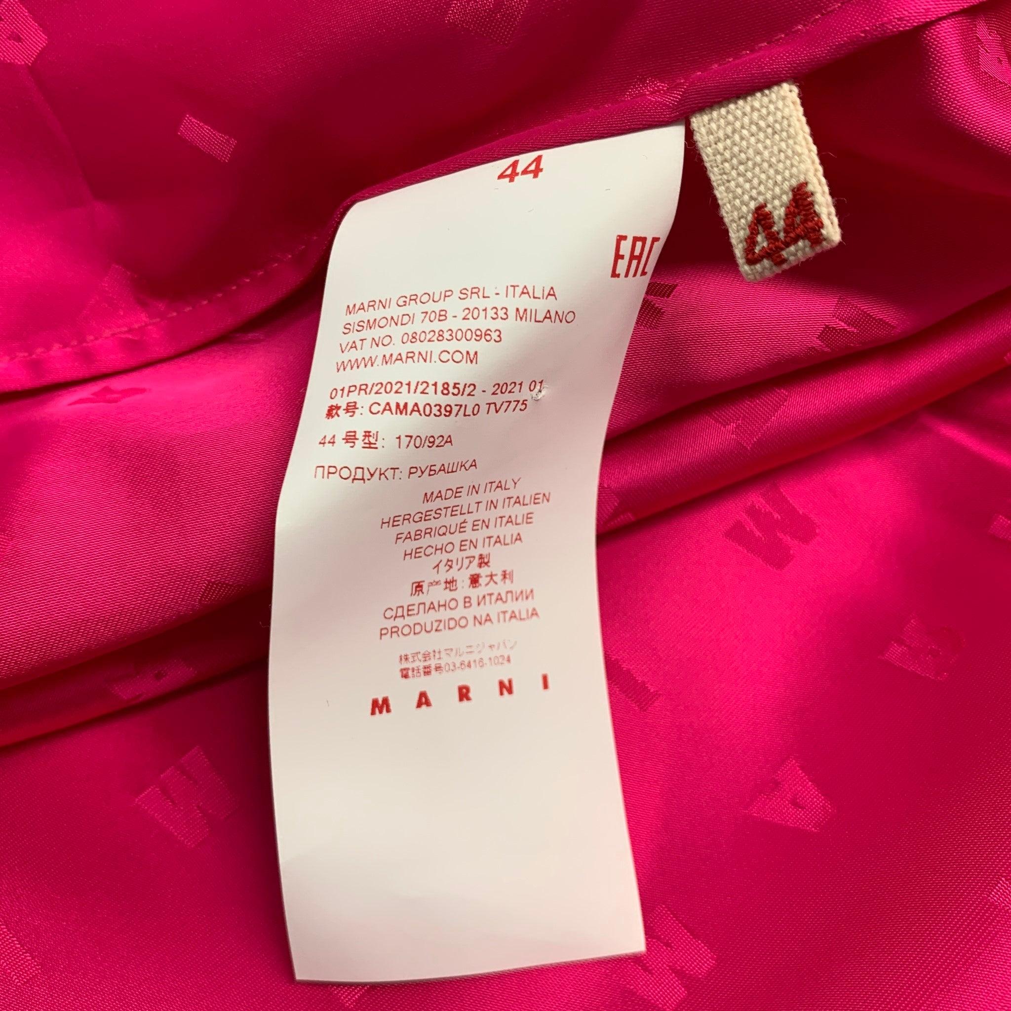MARNI Size M Pink Monogram Viscose Nehru Collar Long Sleeve Shirt For Sale 2