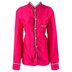 MARNI Size M Pink Monogram Viscose Nehru Collar Long Sleeve Shirt