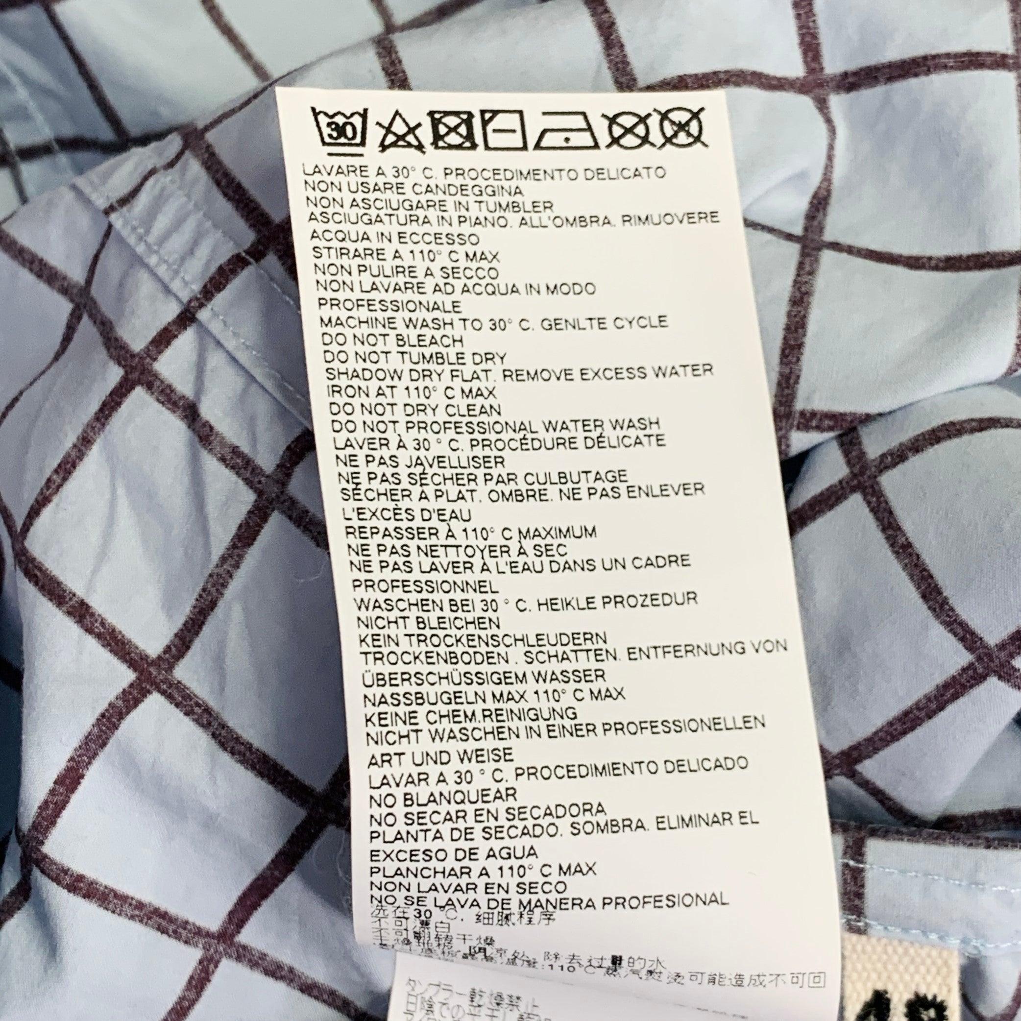 MARNI Taille S Bleu Marron Window Pane Cotton Button Up Short Sleeve Shirt en vente 1