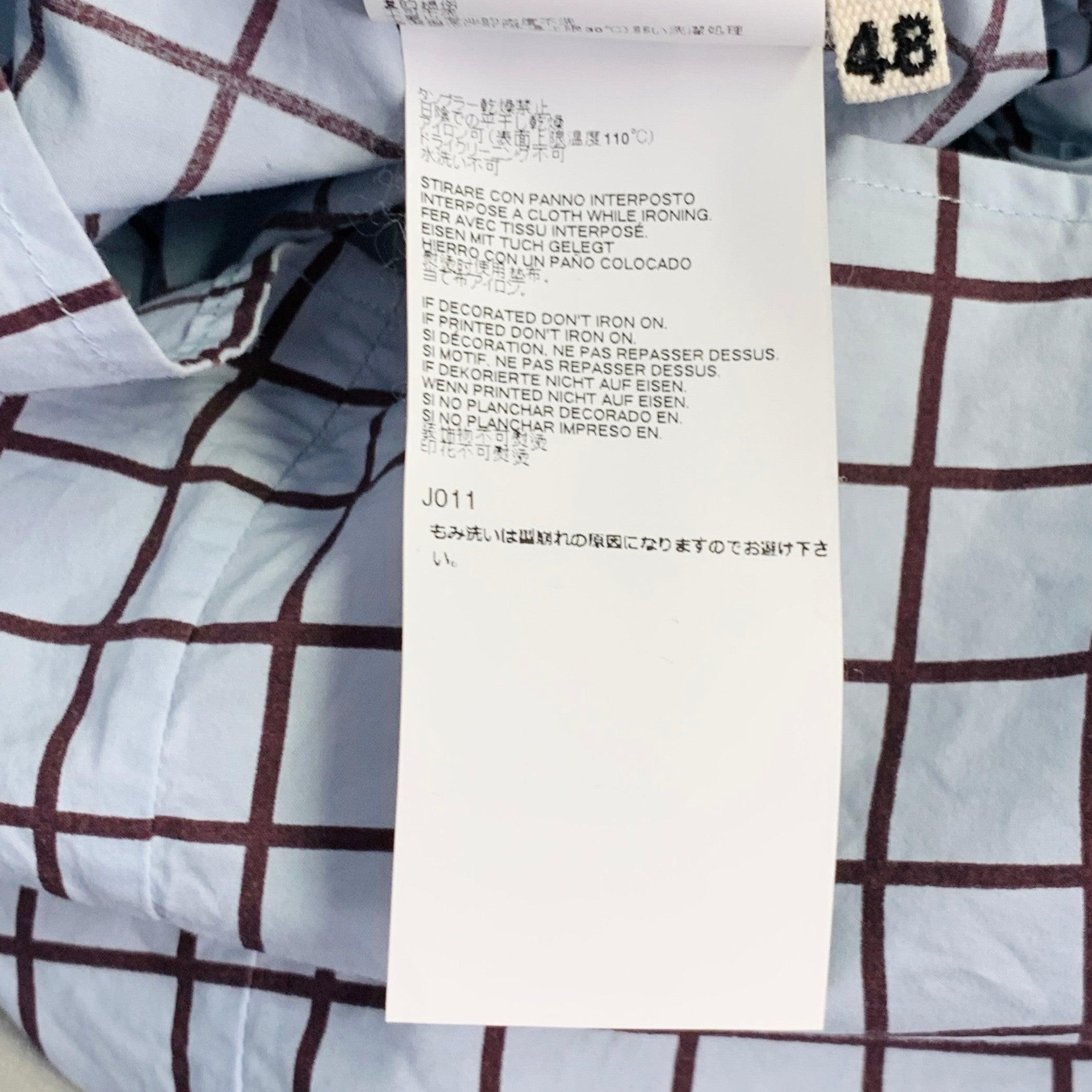 MARNI Taille S Bleu Marron Window Pane Cotton Button Up Short Sleeve Shirt en vente 2