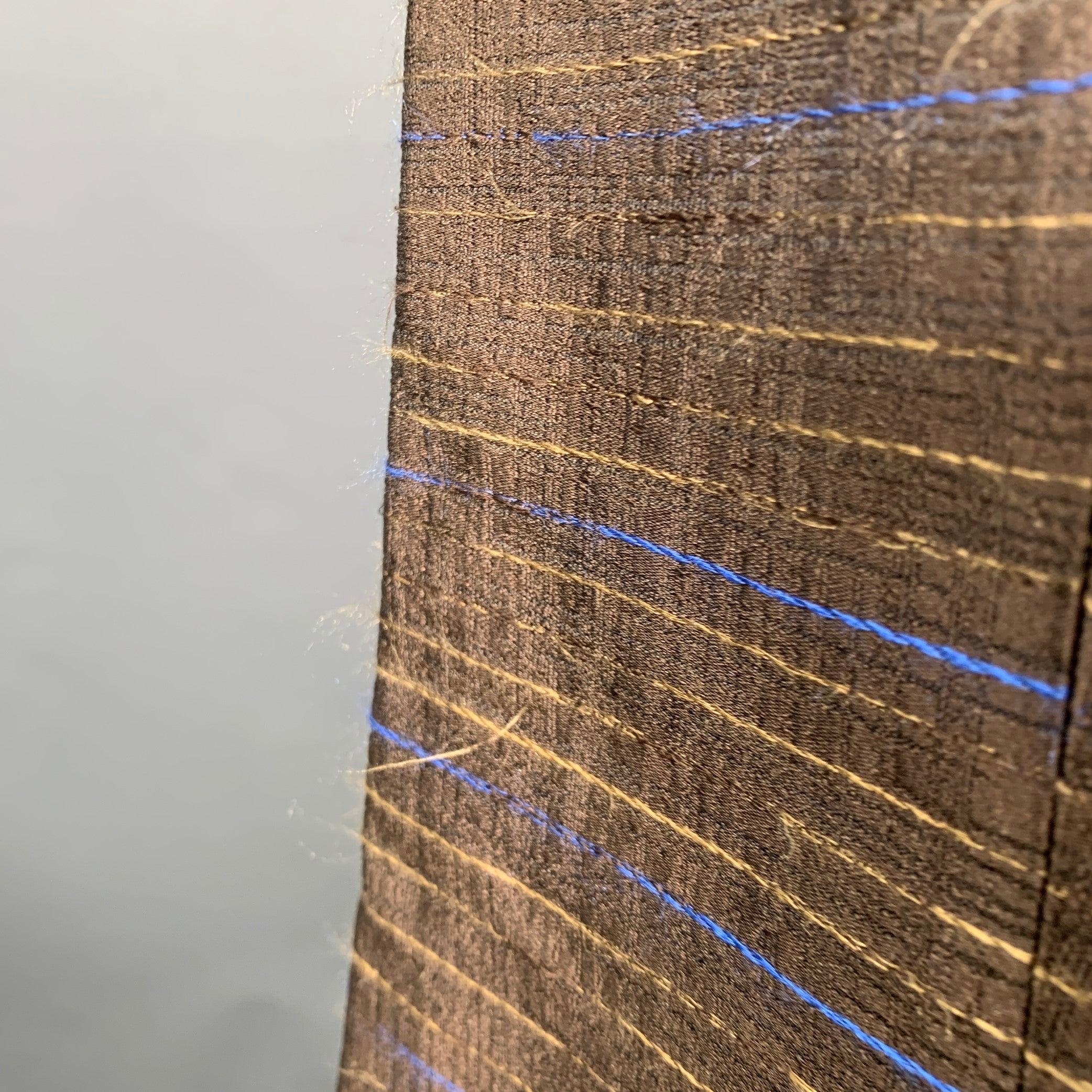 Women's MARNI Size S Brown Blue Tan Silk Stripe A-Line Skirt For Sale