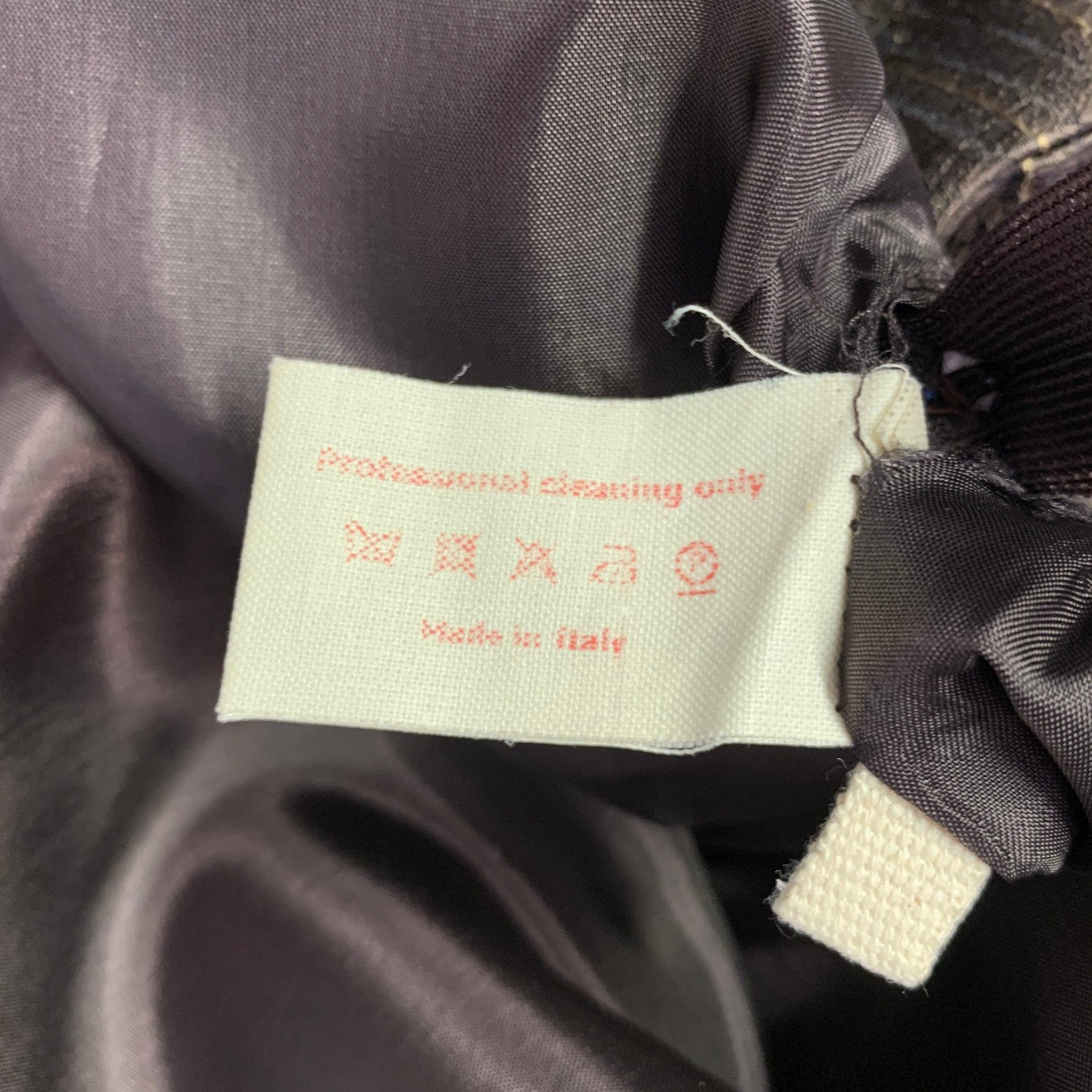 MARNI Size S Brown Blue Tan Silk Stripe A-Line Skirt For Sale 3