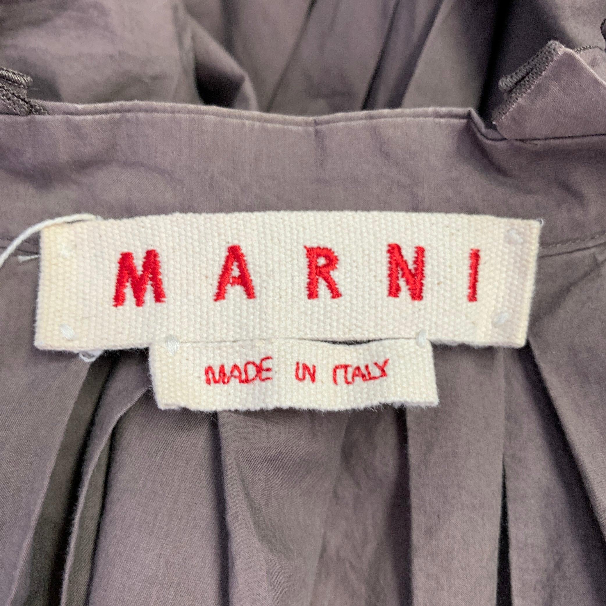 Women's MARNI Size S Khaki Cotton Pleated Knee Length Dress For Sale