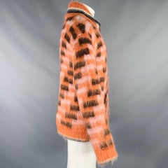 MARNI Size S/M Orange Black Fuzzy Wuzzy Mohair Cardigan Jacket