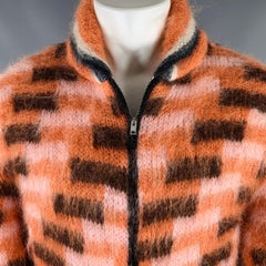 MARNI Size S/M Orange Black Fuzzy Wuzzy Mohair Cardigan Jacket
