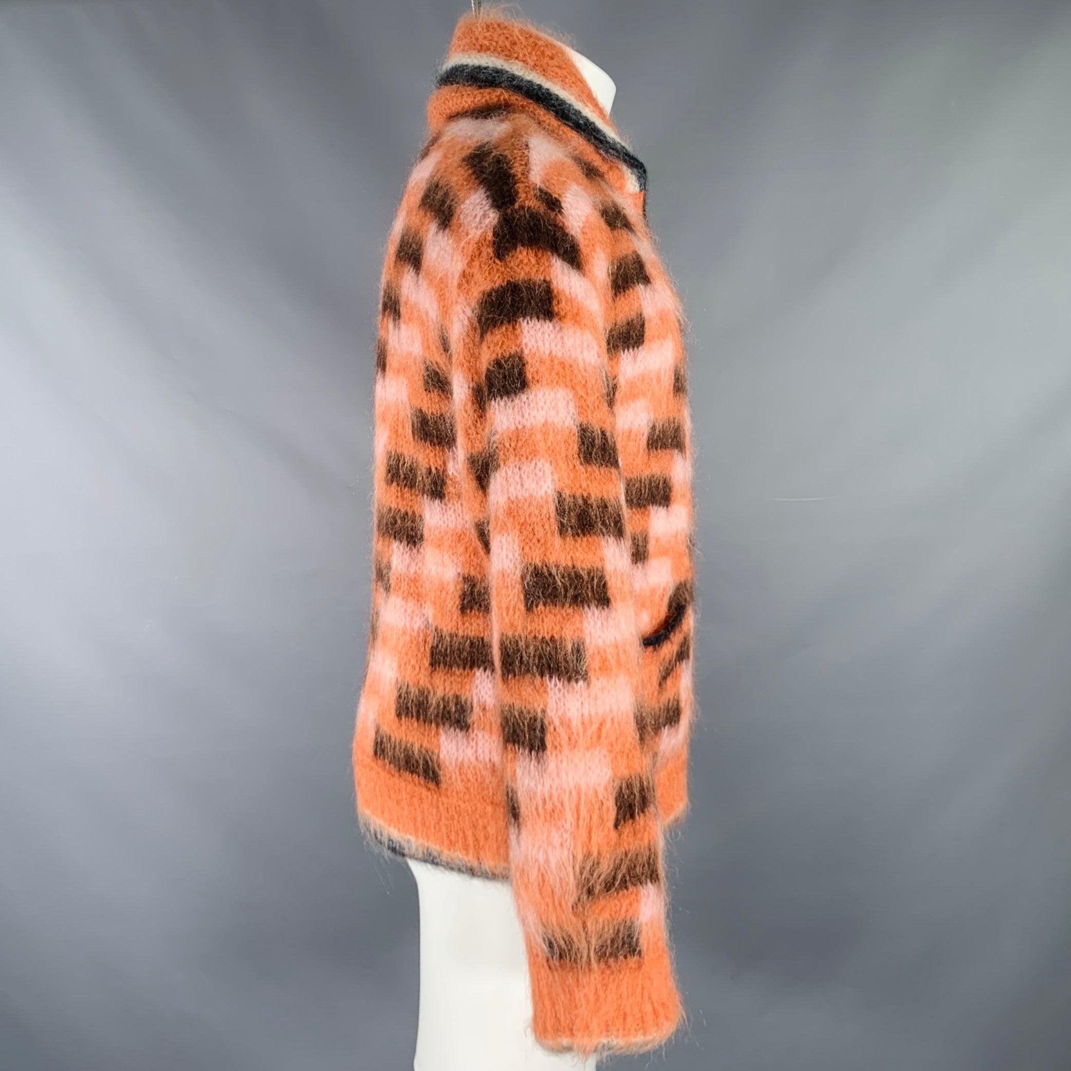 Arancia Marni Taglia S.I.M. Arancione Nero Giacca Cardigan Fuzzi Mohair in vendita