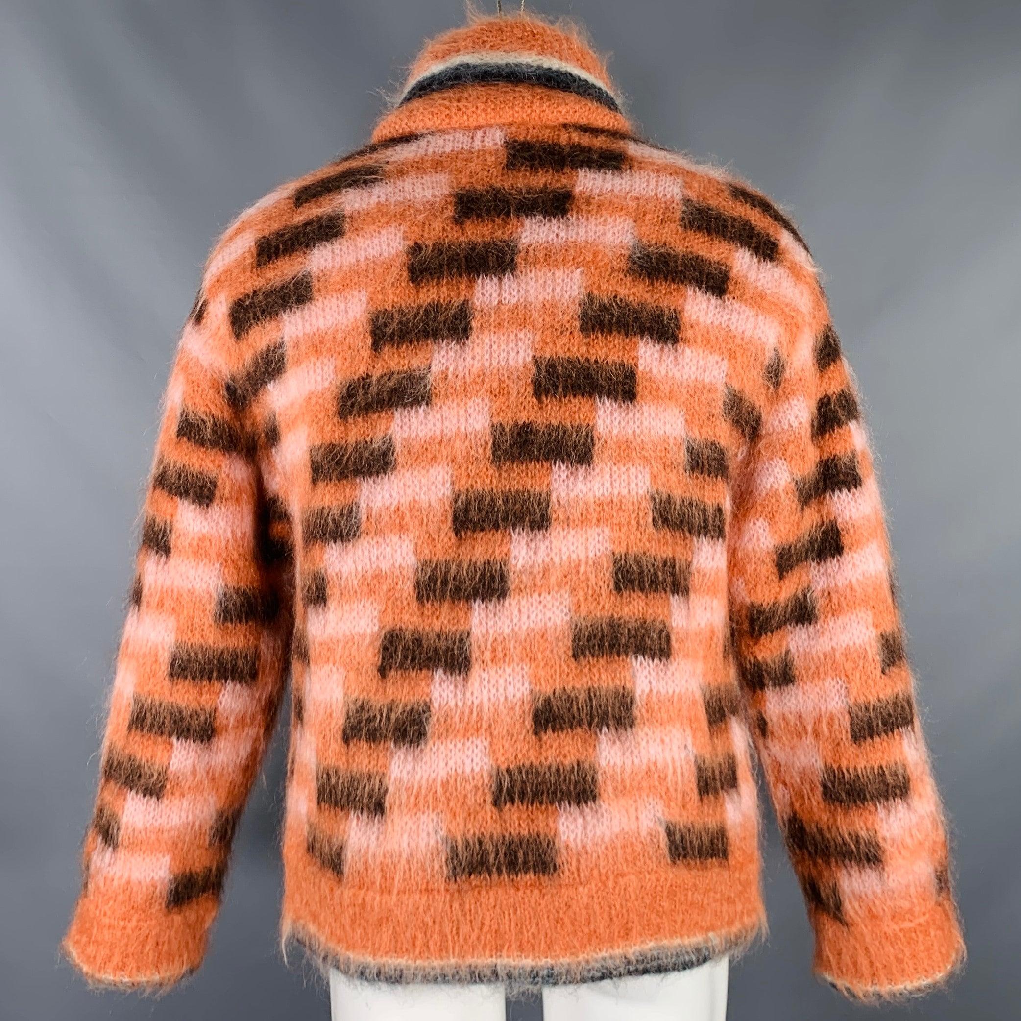 Marni Taglia S.I.M. Arancione Nero Giacca Cardigan Fuzzi Mohair In condizioni ottime in vendita a San Francisco, CA