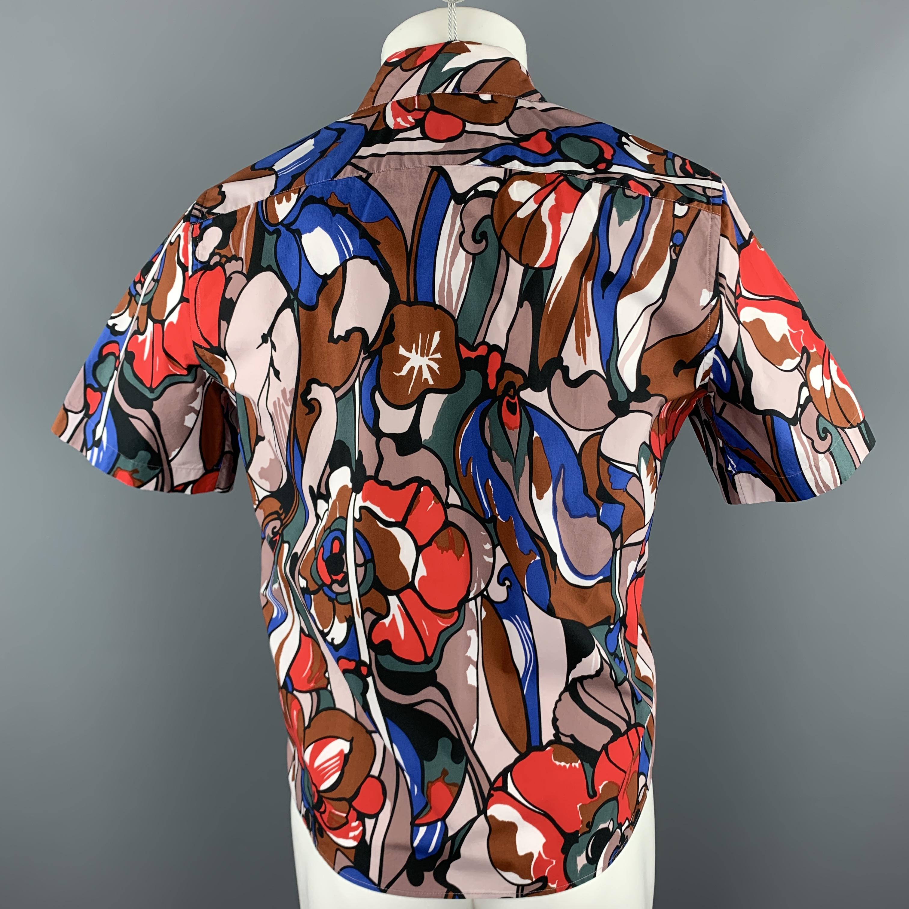 Men's MARNI Size S Multi-Color Print Cotton Button Up Long Sleeve Shirt