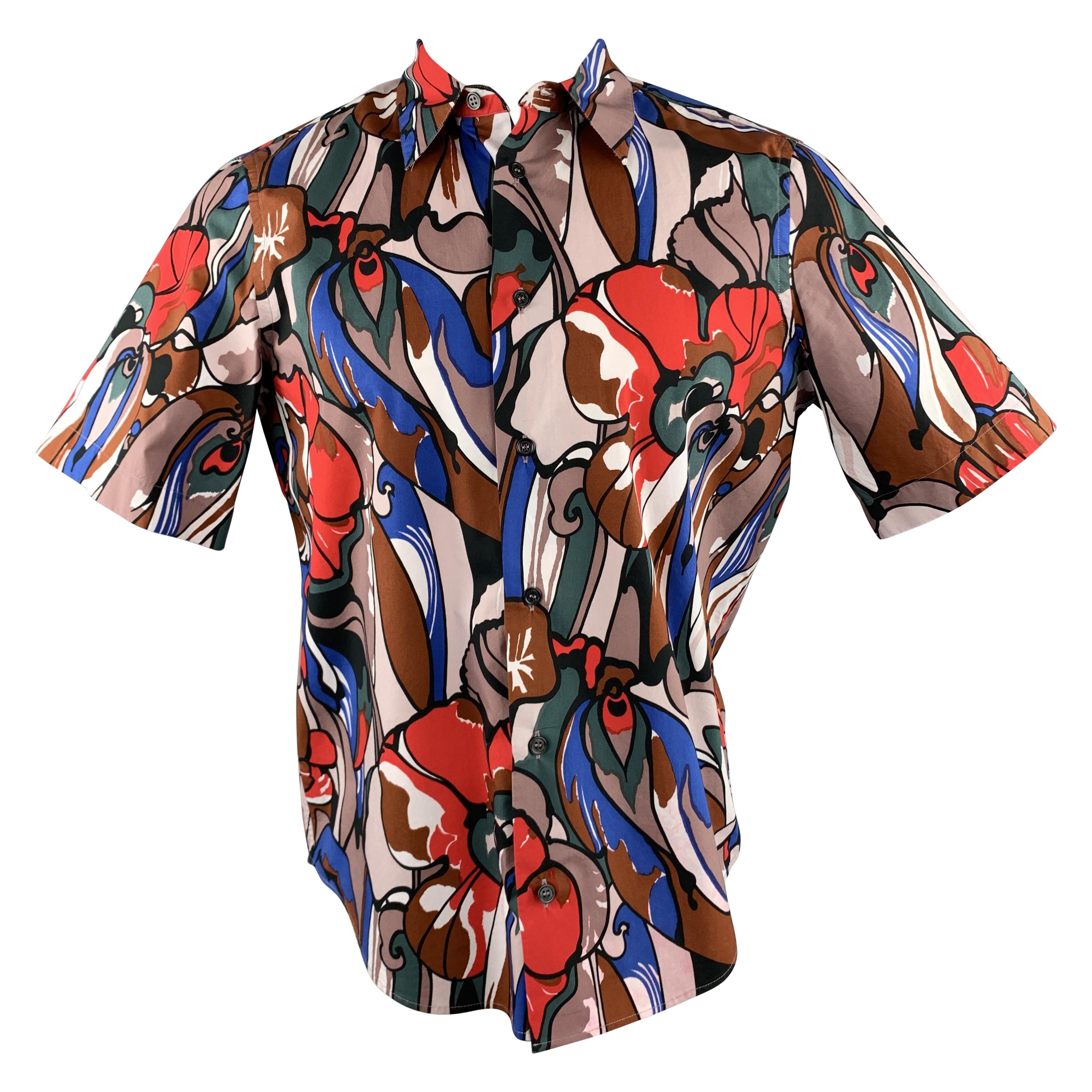MARNI Size S Multi-Color Print Cotton Button Up Long Sleeve Shirt