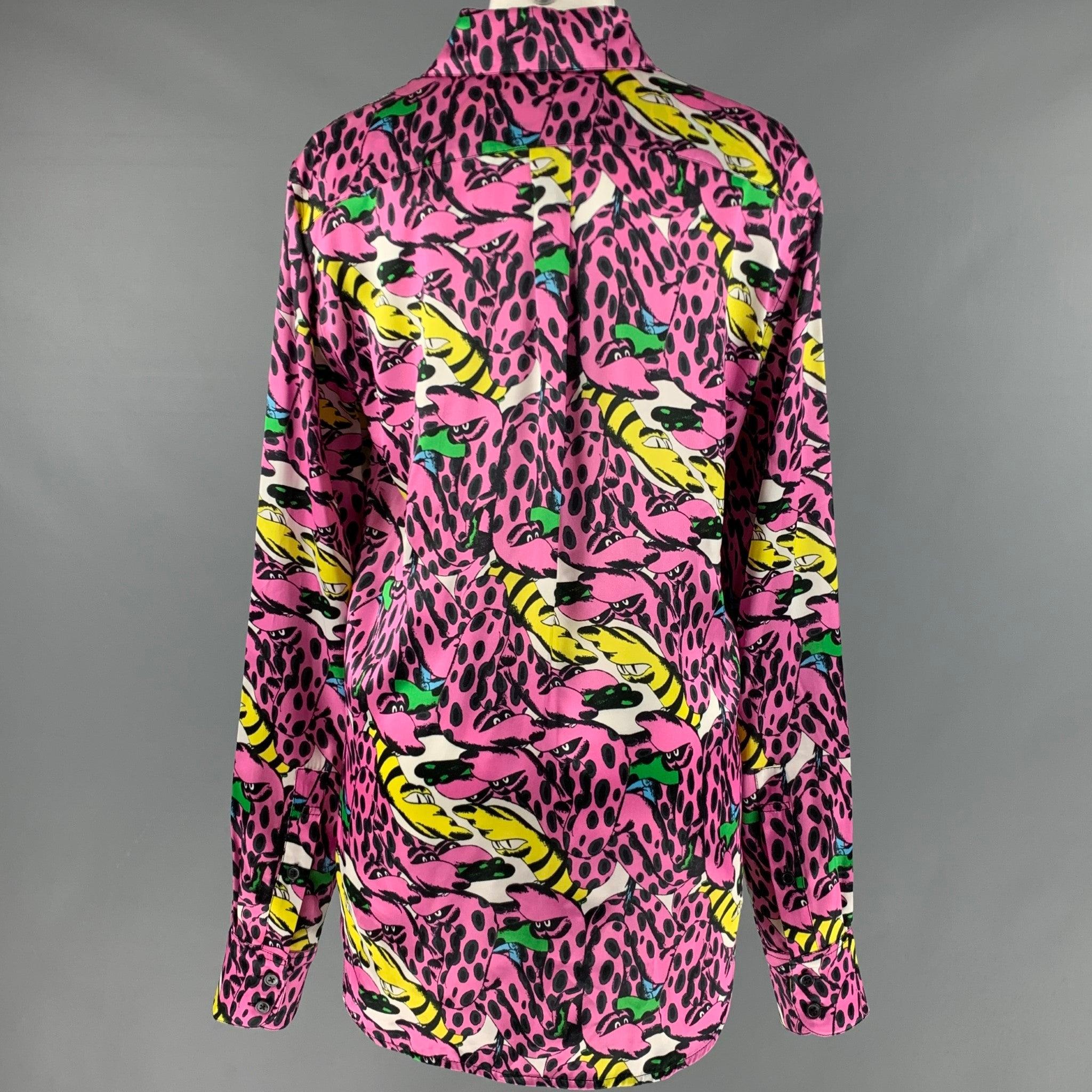 Women's MARNI Size S Pink Multi-Color Viscose Print Button Up Shirt For Sale