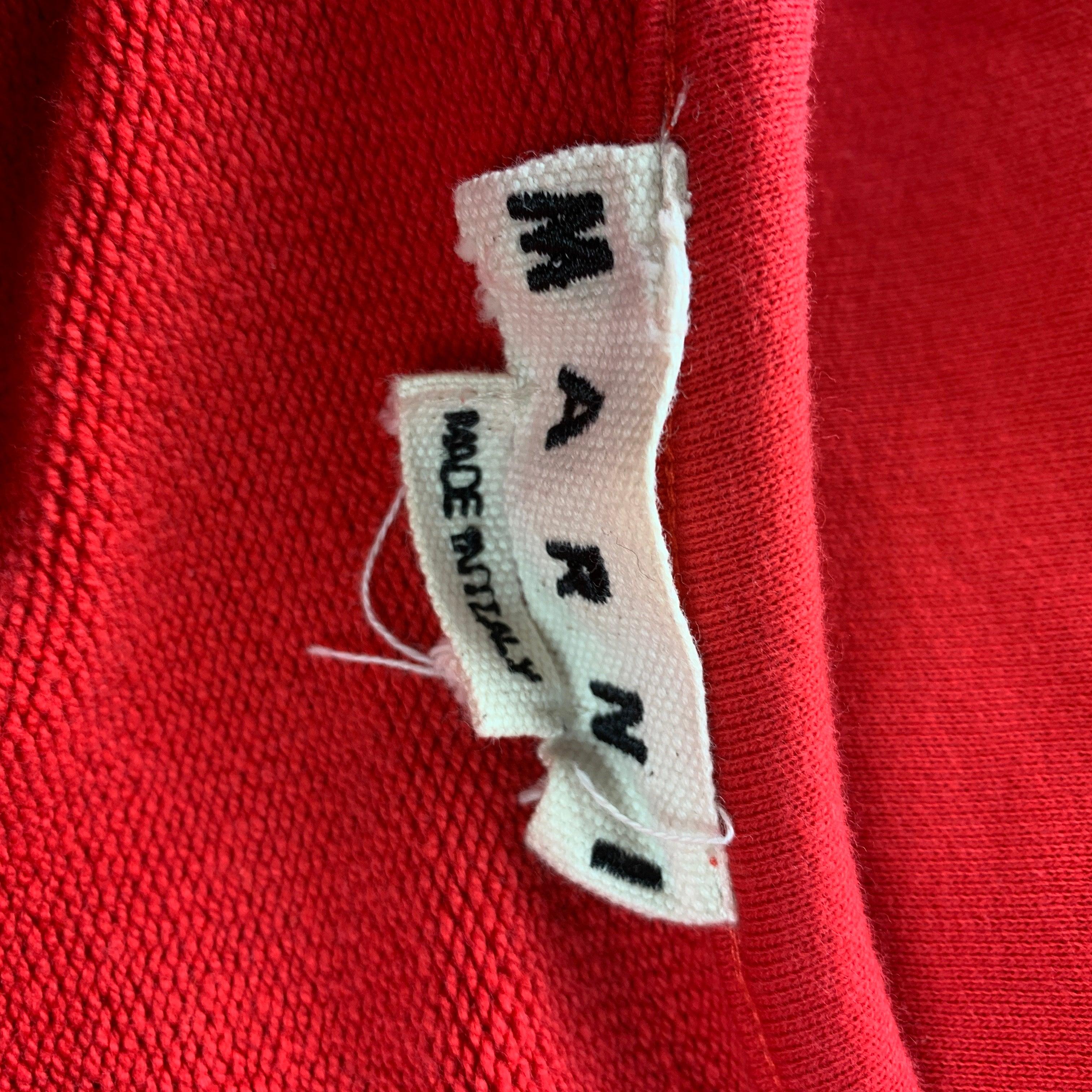 MARNI Size S Red & Mustard Color Block Cotton Crew-Neck Sweatshirt 1