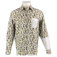 MARNI Size S White Brown Mixed Fabrics Cotton Button Up Long Sleeve Shirt