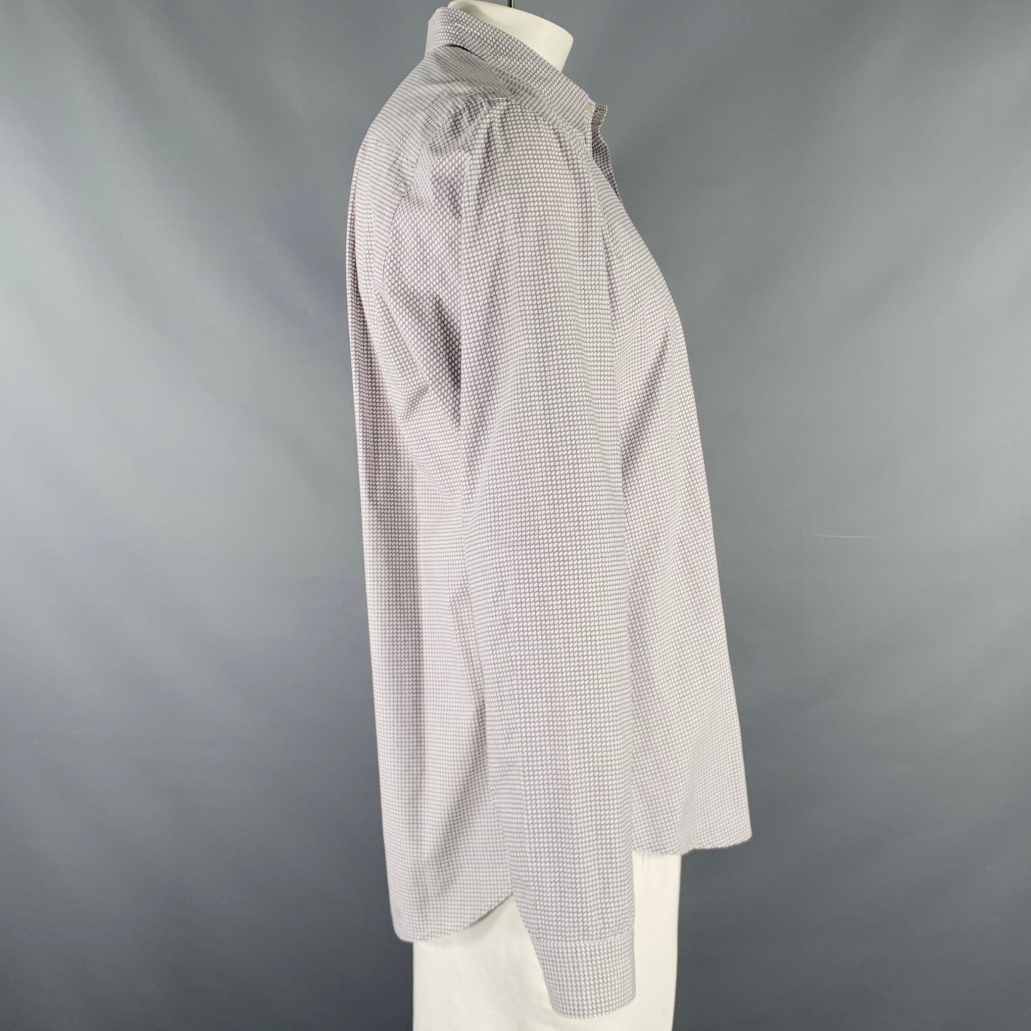 Gray MARNI Size XL Grey White Cotton Button Up Long Sleeve Shirt For Sale