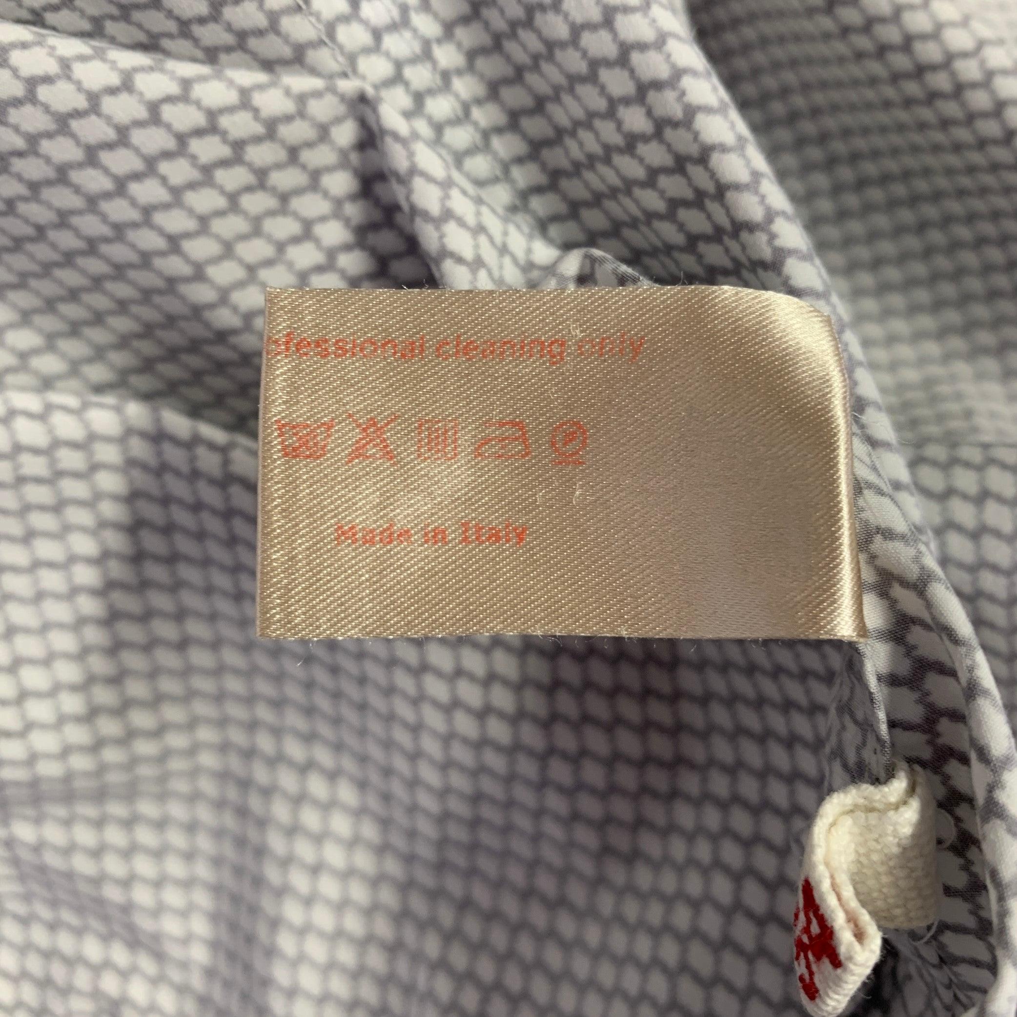MARNI Size XL Grey White Cotton Button Up Long Sleeve Shirt For Sale 2