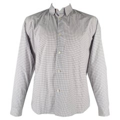 MARNI Size XL Grey White Cotton Button Up Long Sleeve Shirt