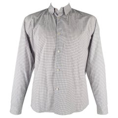 MARNI Size XL Grey White Cotton Button Up Long Sleeve Shirt