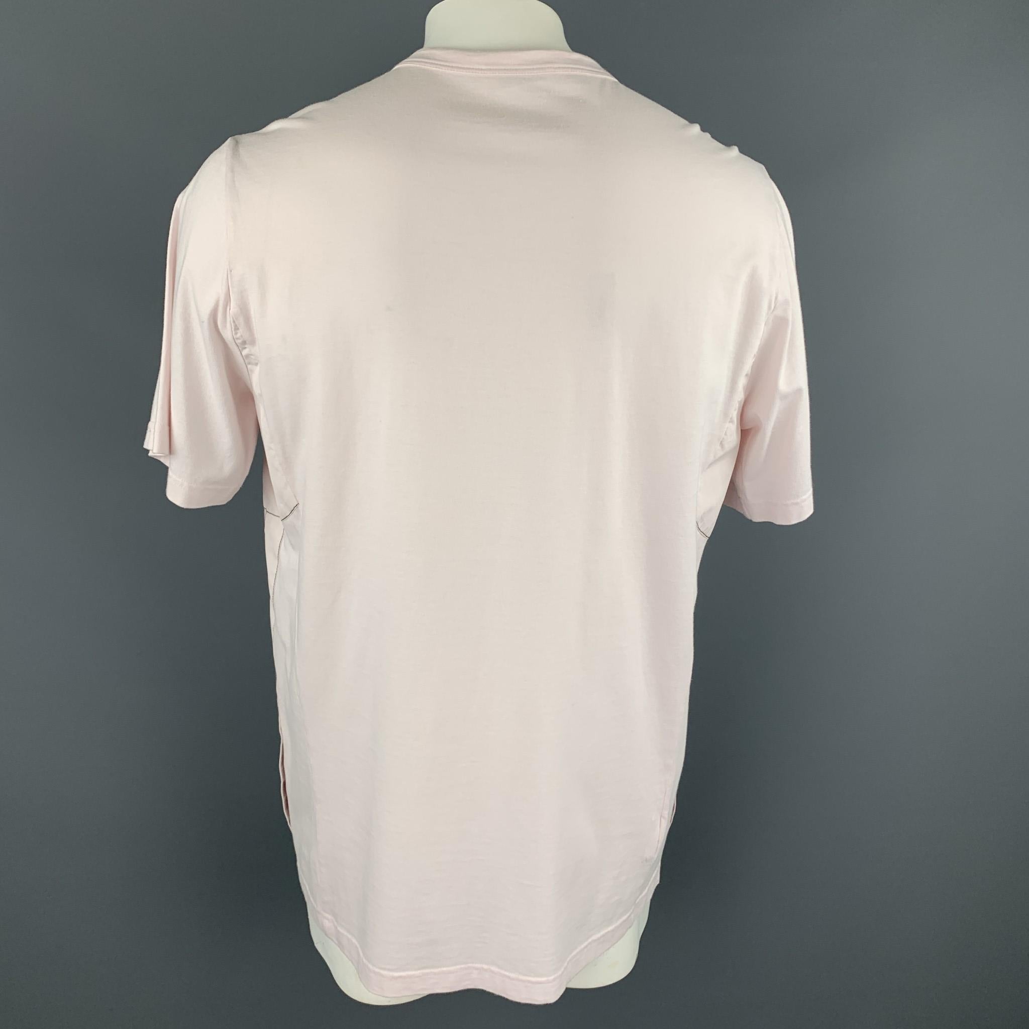 MARNI Size XL Pink Contrast Stitch Cotton Crew-Neck T-shirt In Excellent Condition In San Francisco, CA
