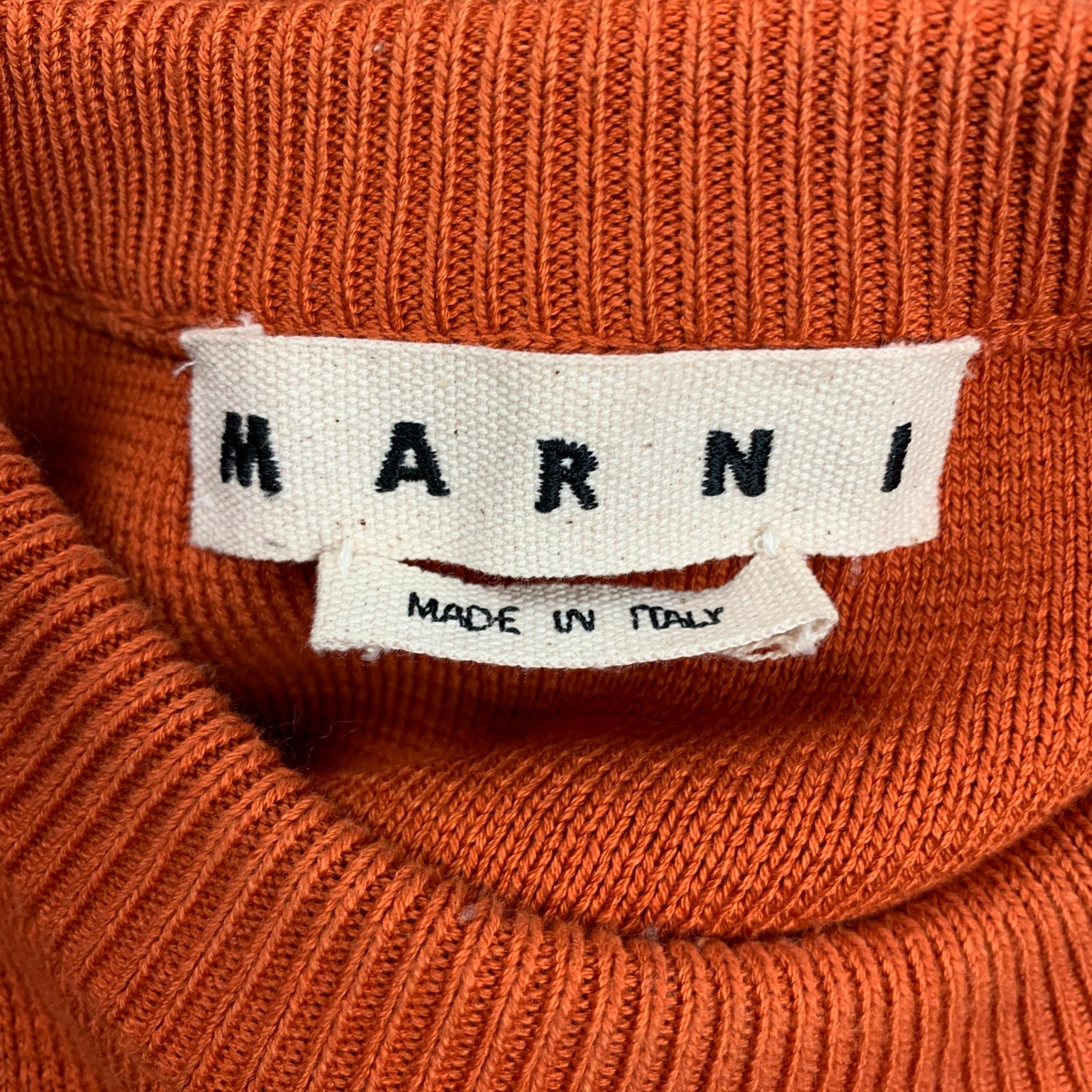 Red MARNI Size XS Orange Knitted Cotton Short Sleeve Pullover