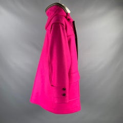 MARNI Size XS Pink Brown Wool Blend Leather Trim Oversized Coat