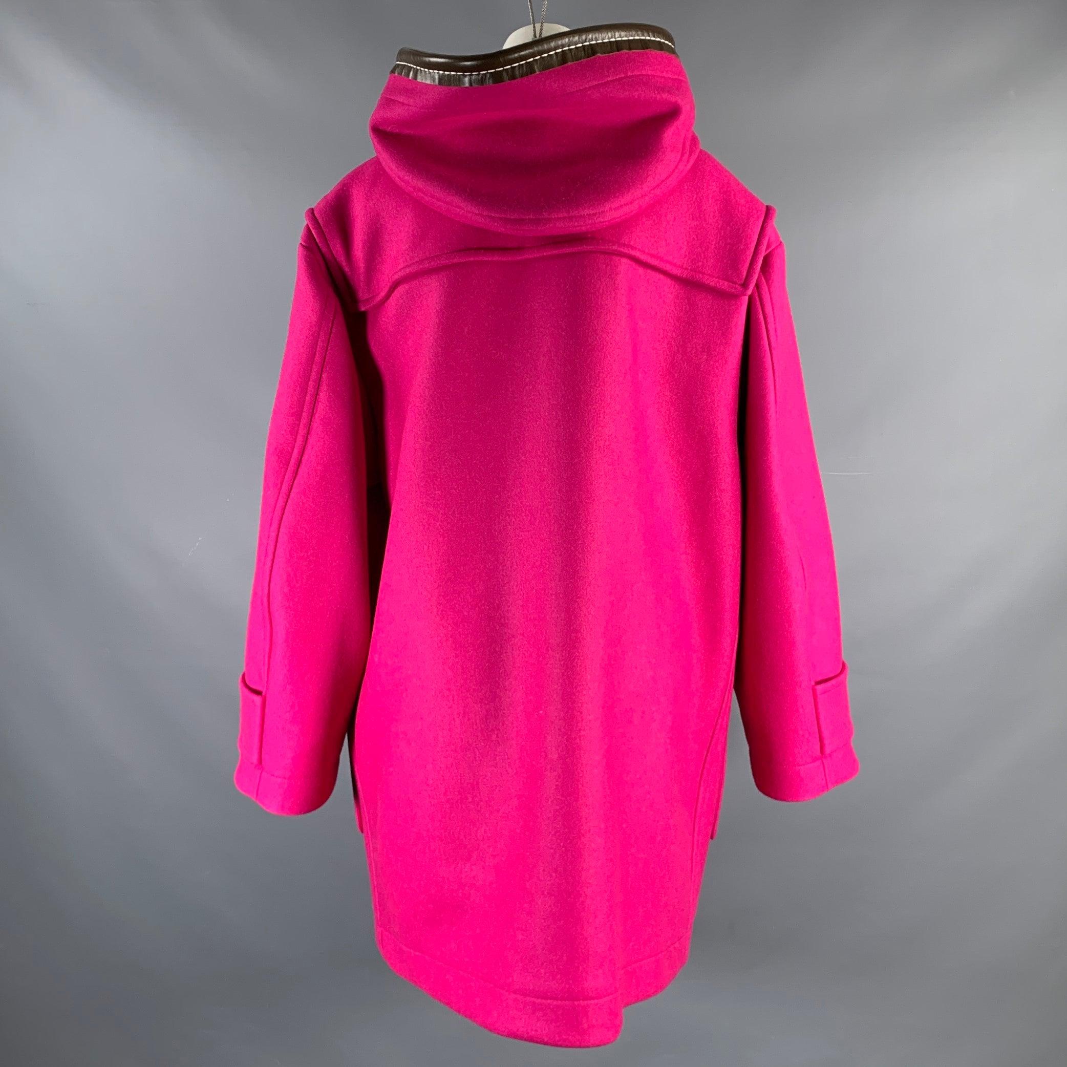 MARNI Talla XS Rosa Marrón Mezcla de Lana Recorte de Cuero Abrigo Sobredimensionado Rojo en venta