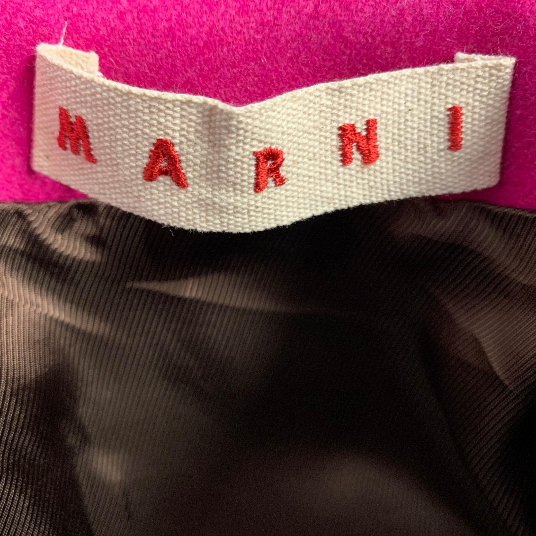 MARNI Talla XS Rosa Marrón Mezcla de Lana Recorte de Cuero Abrigo Sobredimensionado en Excelente estado para la venta en San Francisco, CA