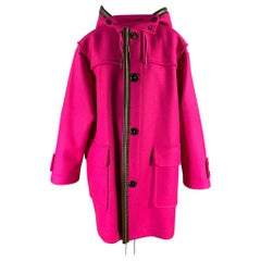 MARNI Size XS Pink Brown Wool Blend Leather Trim Oversized Coat