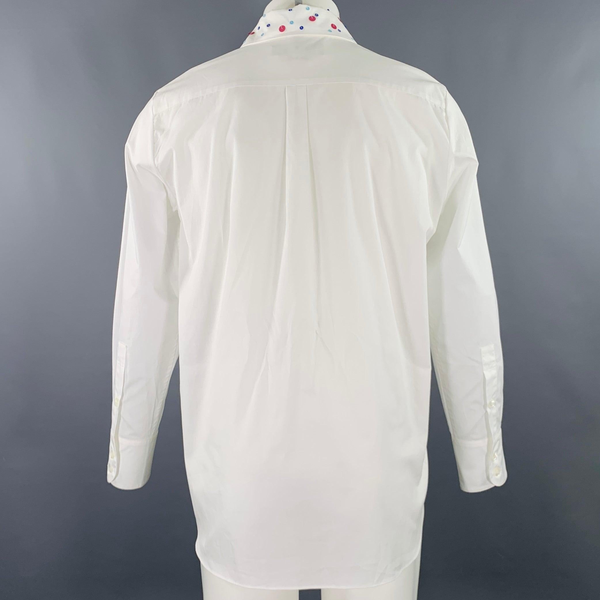 MARNI Size XS White Sequined Cotton Oversized Long Sleeve Shirt In Excellent Condition For Sale In San Francisco, CA