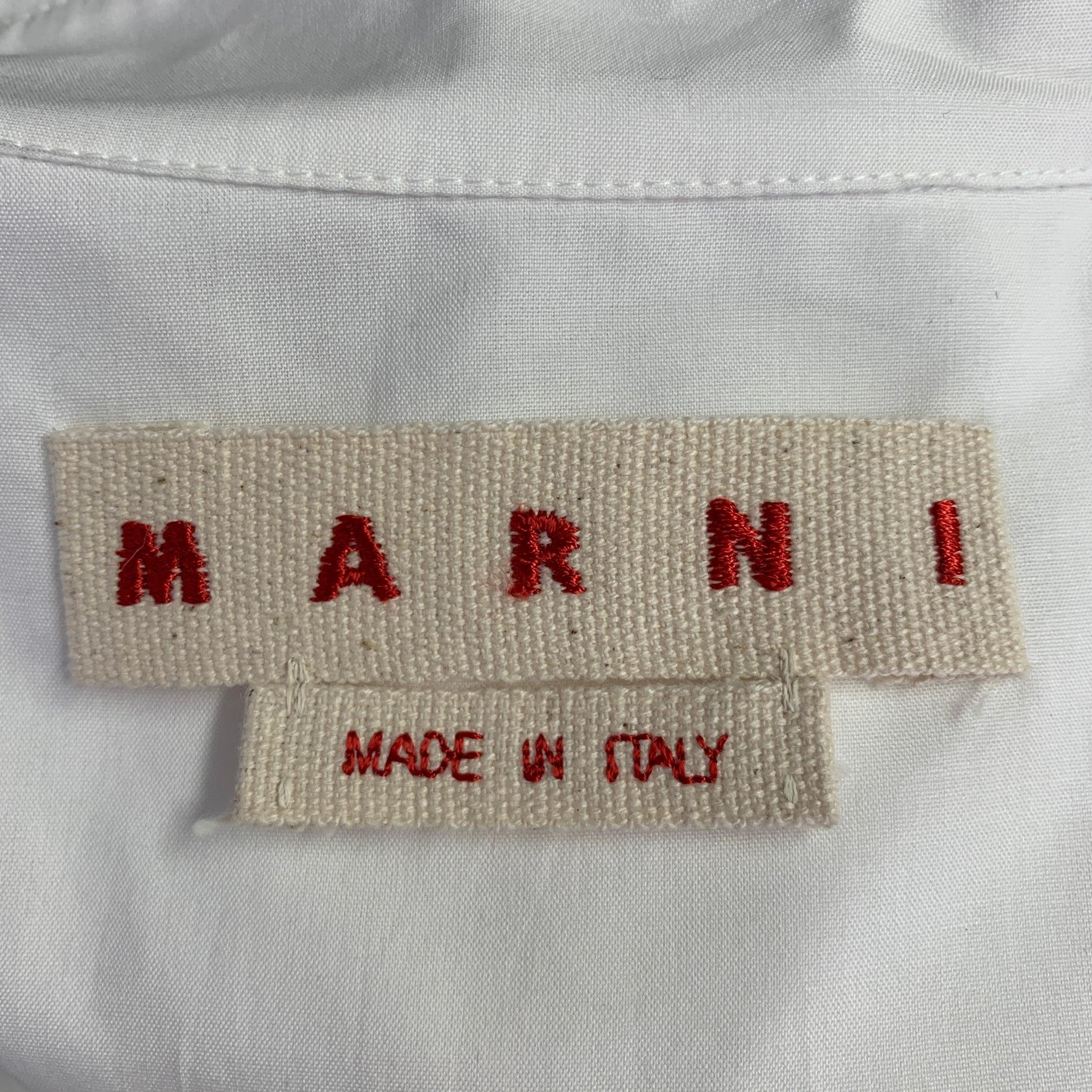 Men's MARNI Size XS White Sequined Cotton Oversized Long Sleeve Shirt For Sale