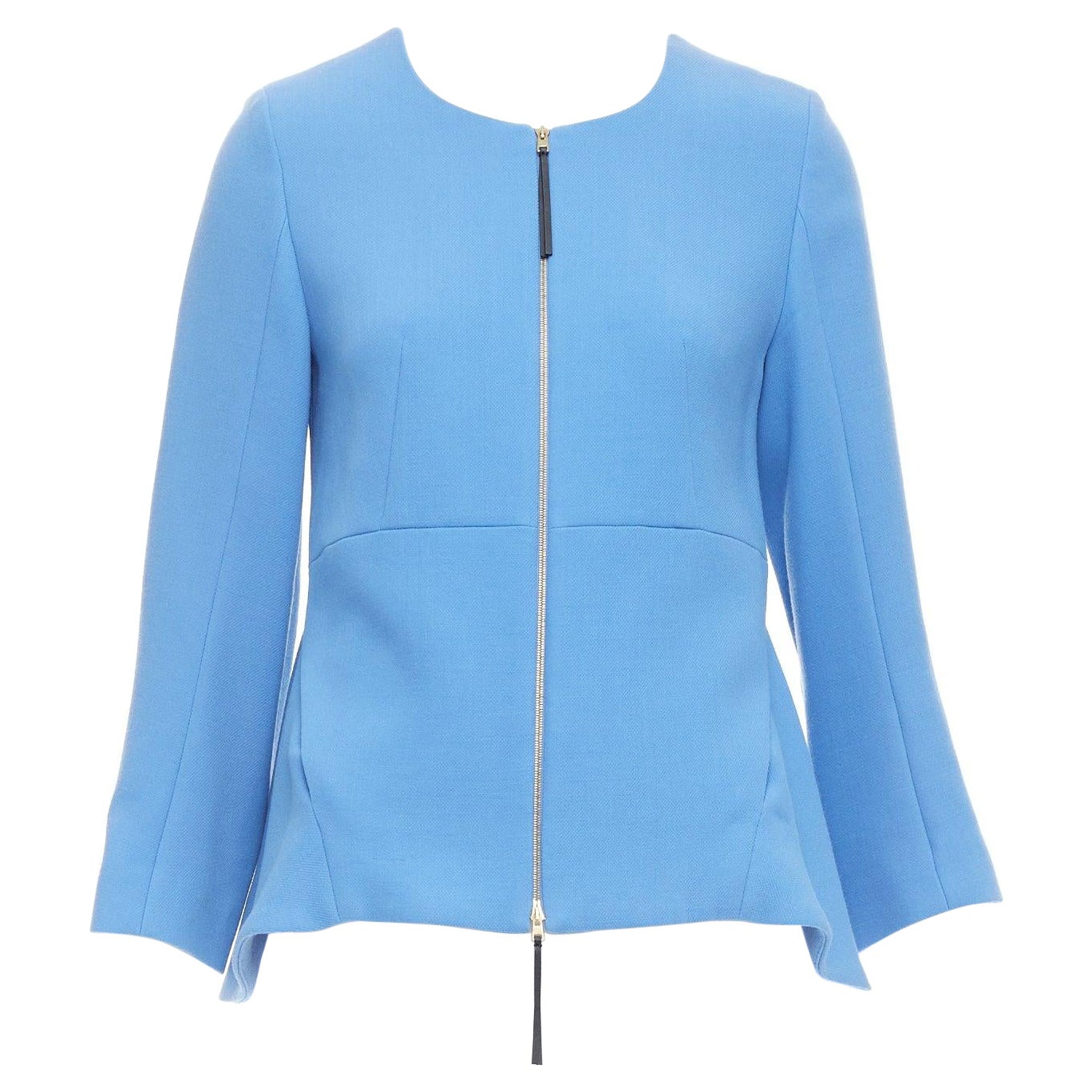 MARNI azul cielo lana virgen cremallera frontal peplum abrigo cuello redondo IT40 S en venta