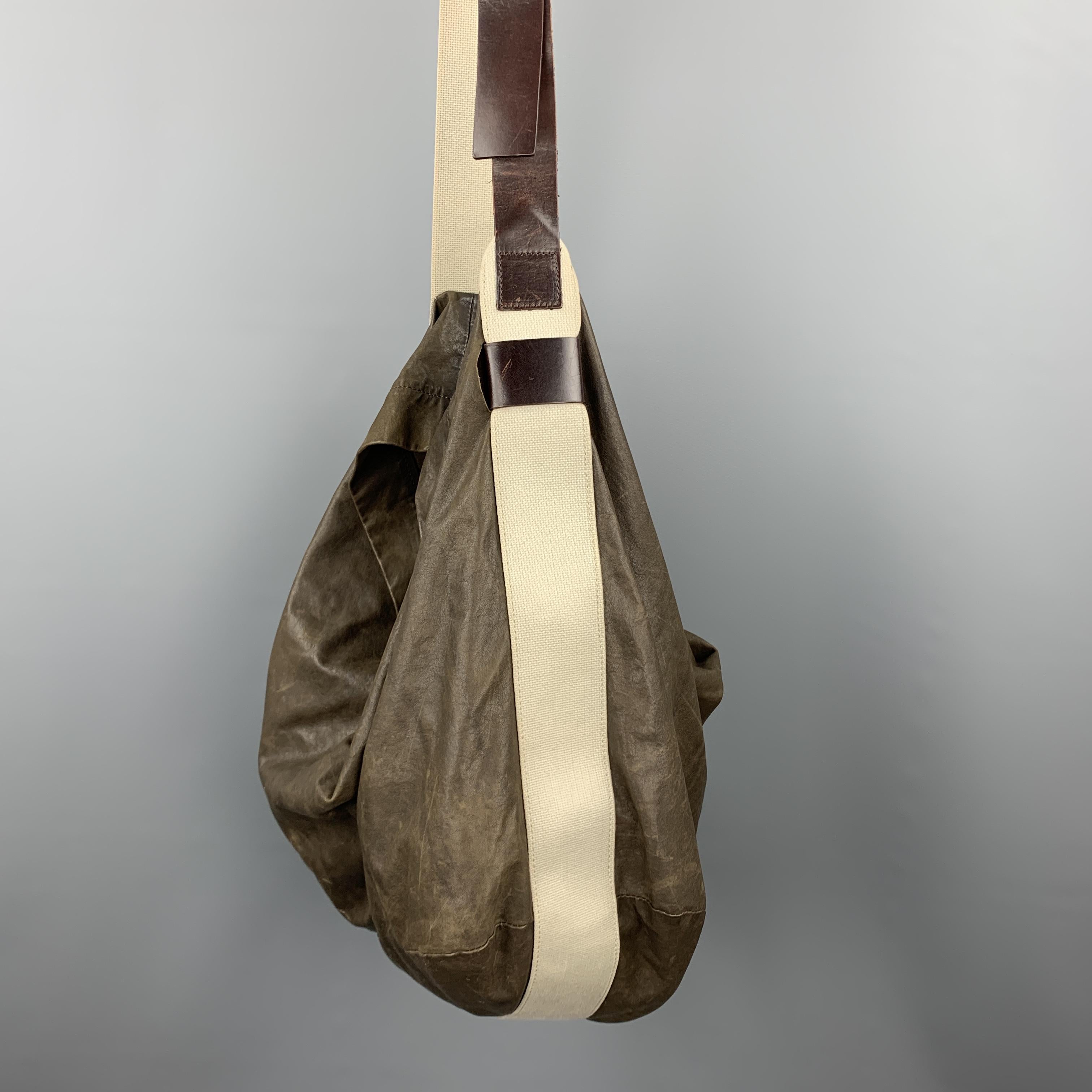 MARNI Solid Brown Soft Leather Oversized Hobo Shoulder Bag In Good Condition In San Francisco, CA